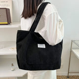 Weiyinxing Corduroy Totes Bag Women's Large Capacity Shoulder Bag Fashion Vintage Solid Color Handbags Large Capacity Shopper Bag