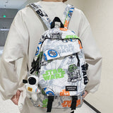 Weiyinxing Lady Male Printing Waterproof School Bag Women Graffiti College Backpack Men Travel Book Girl Boy Laptop Student Bag Fashion