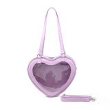 Weiyinxing Women Fashion Transparent Shoulder Bag Love Heart Shaped Pvc Clear Bag Lady Girls Underarm Casual Travel Handbag Messenger Bag