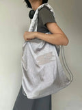 Weiyinxing 2024 New High Capacity Single Shoulder Bag Silver Pleated Drawstring Strap Bag Double Shoulder Bag Lightweight Backpack