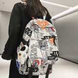 Weiyinxing Female Men Waterproof Cartoon Printing Laptop Ladies College Backpack Fashion Women Book Boy Girl Travel Leisure School Bag