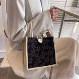 Weiyinxing Pattern Linen Handbag For Women Fashion Designer Bag Convenient Large-Capacity Shopper Tote Travel Grocery Storage Bag