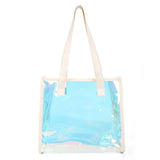 Weiyinxing Big Square Shoulder Bag Fashion Simple Women Transparent PVC Laser Tote Package Large Capacity Beach Shooper Handbag