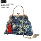 Weiyinxing Vintage Fringe Bag Small Shell Bags Chain Women Shoulder Crossbody Bag Crane Flying Women's Handbags Purses Embroidery