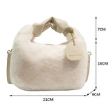 Weiyinxing Women Faux Fur Plush Handbags Ruched Handle Small Lady Shoulder Crossbody Bag Casual Tote Half-Moon Hobos Winter Bags for Women