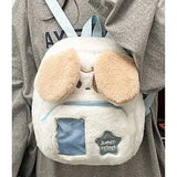 Weiyinxing Cute Puppy Womens Backpack Plush Fluffy Kawaii Small Cartoon College Style Backpack Students Lolita Jk Daily Female Bag