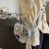 Weiyinxing Purse Handbag For Women 2024 Shiny Sequin Silver Evening Clutch Bag Designer Women's Day Gift Luxury Chain Shoulder Bags