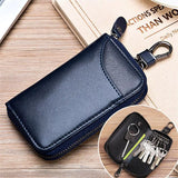 Weiyinxing Men Leather Zipper Key Case Fashion Multifunctional Car Key Organizer Card Bag Wallet Keychain Split Wallet Key Holder Organizer