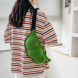 Weiyinxing Personality Creative Edamame Shape Ladies Messenger Bag Plush Pea Shoulder Bag Fun and Funny Chest Bag Bolsa De Mensajero