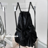 Weiyinxing Korean New Functional Silver White Lace Up Bow Knot Fashion Backpacks Cusal Spicy Girl Y2k Bandage Backpack