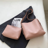 Weiyinxing 2 Pcs/set Shoulder Bags for Women 2024 Retro Fashion Designer Trend PU Leather Small Bucket Crossbody Bag Handbags