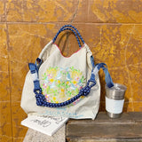 Weiyinxing Embroidery Women Shoulder Bag Designer Eco Bags for Women Rope Handle Handbags Drawstring Bag Reusable Shopper Tote