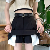 Weiyinxing Women Pleated Mini Skirt 2023 Spring Low Waist With Belt Elegant Lady Clothes Female Y2k High Street Style Shorts P373