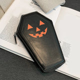 Weiyinxing Coffin Shaped Dark Bolsas Halloween Pumpkin Women Wallet Gothic Skull Multipurpose Cell Phone Purses Personalized Clutch