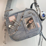 Weiyinxing Y2K Vintage Denim Handbag Cute Casual Fashion Chase Star Pain Bag 2024 Spring New Fashion Designer Luxury Square Bag