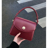 Weiyinxing Vintage Red Square Bag Women New Retro Handle Pu Leather Solid Messenger Bag Purse Female Harajuku Aesthetic Bolso Mujer