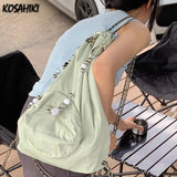 Weiyinxing Casual Beading Chain Shoulder Crossbody Bags Simple Y2k Students All Match Schoolbag Preppy Backpacks Women Trendy