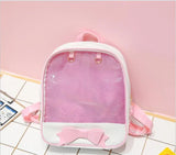 Weiyinxing Contrast Sweet Y2k Bow Backpack Students Casual Kawaii Cute Schoolbags Women Transparent Backpacks Preppy Ita Bag