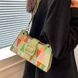 Weiyinxing Geometric Women Shoulder Underarm Bag Summer New Contrast Color Small Crossbody Bag Elegant Office Lady Handbags