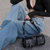 Weiyinxing Gothic Y2k Shoulder Bag for Women Harajuku Casual Punk Pu Leather Handbag Designer Black Fashion Female Crossbody Bag Bolsa