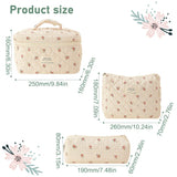 Weiyinxing Pcs Aesthetic Cosmetic Bag Cotton Quilted Toiletry Wash Pouch Floral Printed Organizer Bag Cute Makeup Bag Travel Storage Bags