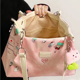 Weiyinxing Large Capacity Cute Tote Bag for Women Cartoon Print Pu Leather Bolsas Versatile Portable Kawaii Casual Female Shoulder Bag
