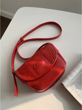 Weiyinxing Retro Oil Waxed Leather Crossbody Bag 2024 Classic Flap Design Red One Shoulder Bag Lady Casual Small Purses