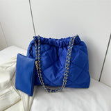 Weiyinxing Quilted Pleated Crossbody Bag for Women Padded Shoulder Bag Design Tote Winter Bucket Bag Casual Handbags Chain Shopper Bag