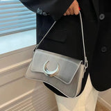 Weiyinxing Y2k Silver Handbags Women 2024 High Street Chain Half Moon Shoulder Bag Female Vintage Harajuku Messenger Bags Aesthetic