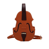 Weiyinxing Brown Violin Shape Shoulder Bag for Teenage Girls Fashion Backpack Travel School Bag Multiple Using Women Pouch Pu Leather
