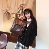 Weiyinxing Vintage Brown Jk Backpacks Women High Street Preppy Style Pu Leather Mini Backpack Ladies Harajuku Casual School Bag New