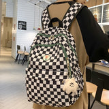 Weiyinxing Female Waterproof Cute Plaid Travel School Bag Girl Laptop College Backpack Women Lattice Backpack Lady Leisure Book Bag