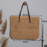 Weiyinxing Straw Bag Summer Handmade Beach Bag Large Capacity Shoulder Bag Vacation Rattan Totes Outdoors Seaside Handbag Bolsas