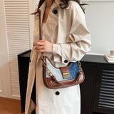 Weiyinxing Denim+PU Leather Small Crossbody Bags for Women 2024 Korean Fashion Underarm Bag Female Shoulder Bag Handbags
