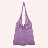 Weiyinxing Knitted Handbags Female Large Capacity Totes Women's Shoulder Bag Summer Beach Bag Purses Casual Hollow Woven Shopping