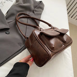 Weiyinxing Commuter Shoulder Bags For Women Retro Multi Pockets Big Capacity Underarm Boston Pillow Bag 2024 Luxury Designer Handbags