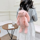 Weiyinxing Ear Rabbit Doll Fashion Imitation Rex Rabbit Fur Bag Plush Backpack Chain Strap Children's Bag Chain Crossbody Bag Knapsack