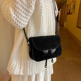 Weiyinxing Soft Suede Crossbody Bag for Women 2024 Winter Korean Fashion Flap Bag Female Small Simple Handbags and Purses