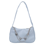 Weiyinxing Women Butterfly Chain Shoulder Bags Pure Color Casual All-match Underarm Bags Elegant Ladies Small Hobos Handbags Purses