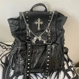 Weiyinxing Grunge Rivet Y2k Backpack Women Gothic Subculture Punk Cross Black Mochila Ladies Vintage Harajuku Backpacks Aesthetic