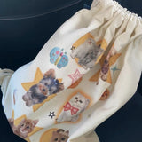 Weiyinxing Kawaii Cat Letter Print Canvas Bags Sweet Ins Students Y2k Aesthetic Schoolbag Casual Women Preppy Drawstring Backpacks