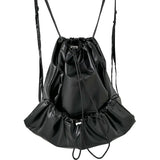 Weiyinxing 2024 Silver Big Travel Drawstring Back Pack Leather Korean Fashion Backpack for Women School Bags for Teenagers Girls