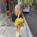 Weiyinxing Sweet Cool Star Y2k Backpack Women Harajuku Pu Leather Chic Backpacks Schoolbag Female Vintage Yellow Mochila Aesthetic