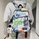 Weiyinxing Boy Girl Waterproof Travel Graffiti Book Bag Men Women Fashion Printing Lady College Backpack Female Laptop Male School Bag