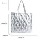 Weiyinxing Silver Luxury Bag Large Capacity Tote Women Handbag Trend Winter Padded Down Feather Shoulder Bag Female Travel Laptop Bag