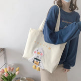 Weiyinxing Fashion Embroidered Canvas Bag 2024 New Summer Soft Cute Duck Pouch Single Shoulder Bag Go To School Shopping Handbags