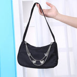Weiyinxing Women Butterfly Chain Shoulder Bags Pure Color Casual All-match Underarm Bags Elegant Ladies Small Hobos Handbags Purses