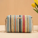 Weiyinxing Grass Woven Bag Fashion Girl Handbags Woven Camera Pouch Versatile Women Shoulder Crossbody Rainbow Tote