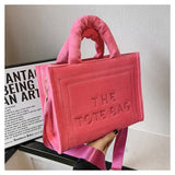 Weiyinxing Square Tote Crossbody Bag Aesthetic Velour Elegant Letter Print Ladies Shoulder Bags Top Handle Women's Charisma Handbags