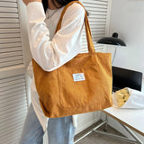 Weiyinxing Corduroy Totes Bag Women's Large Capacity Shoulder Bag Fashion Vintage Solid Color Handbags Large Capacity Shopper Bag